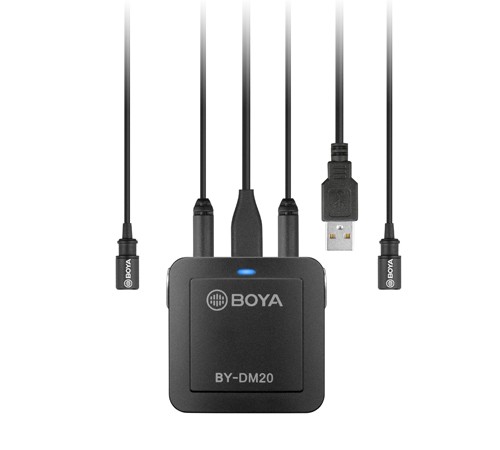 Boya BY-DM20 Двухканальный универсальный петличный микрофон (на 2 персоны, USB, USB-C, Lightning)